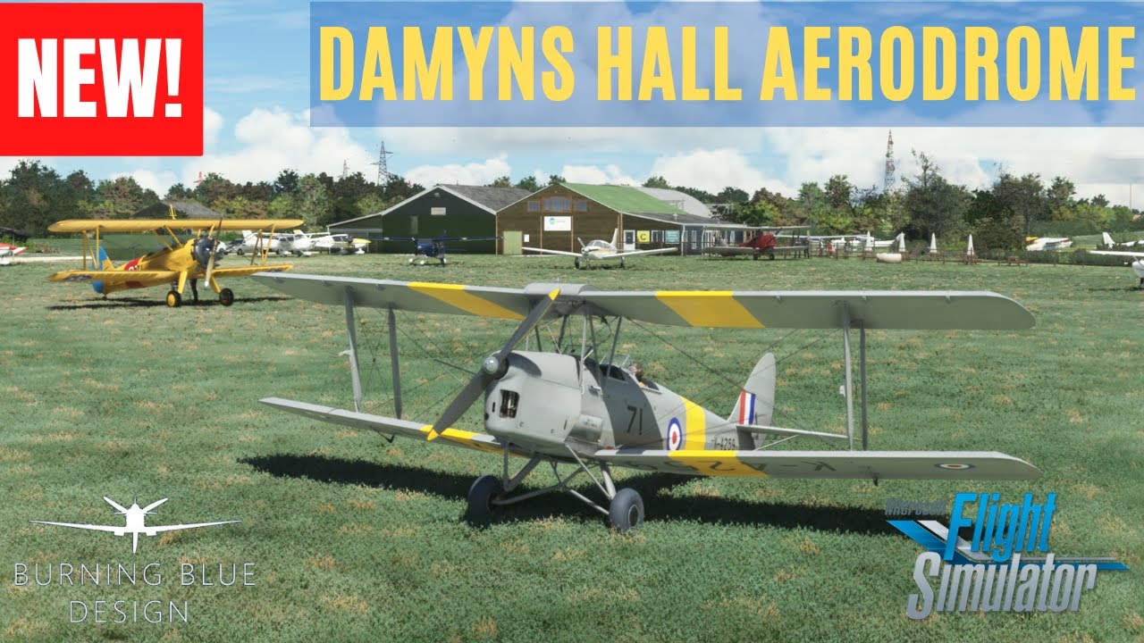 Burning Blue Design Damyns Hall Aerodrome Review Flight - Tiger Moth - Microsoft Flight Simulator
