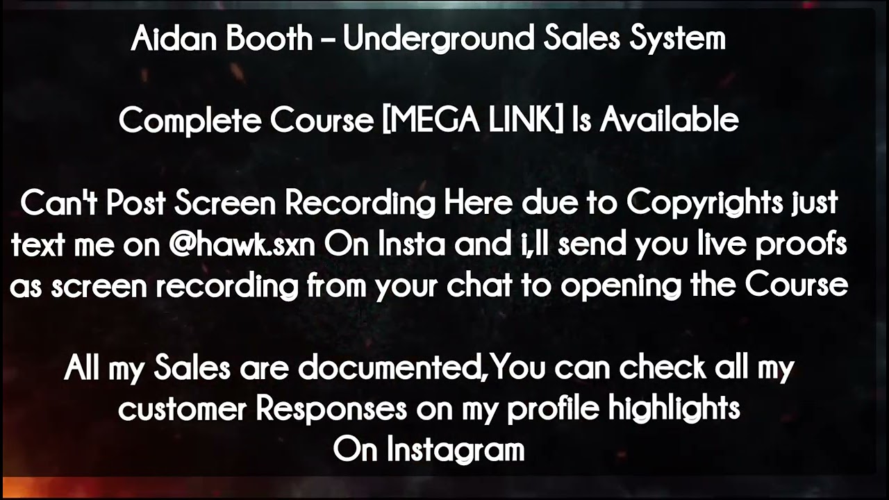 Aidan Booth course  - Underground Sales System download