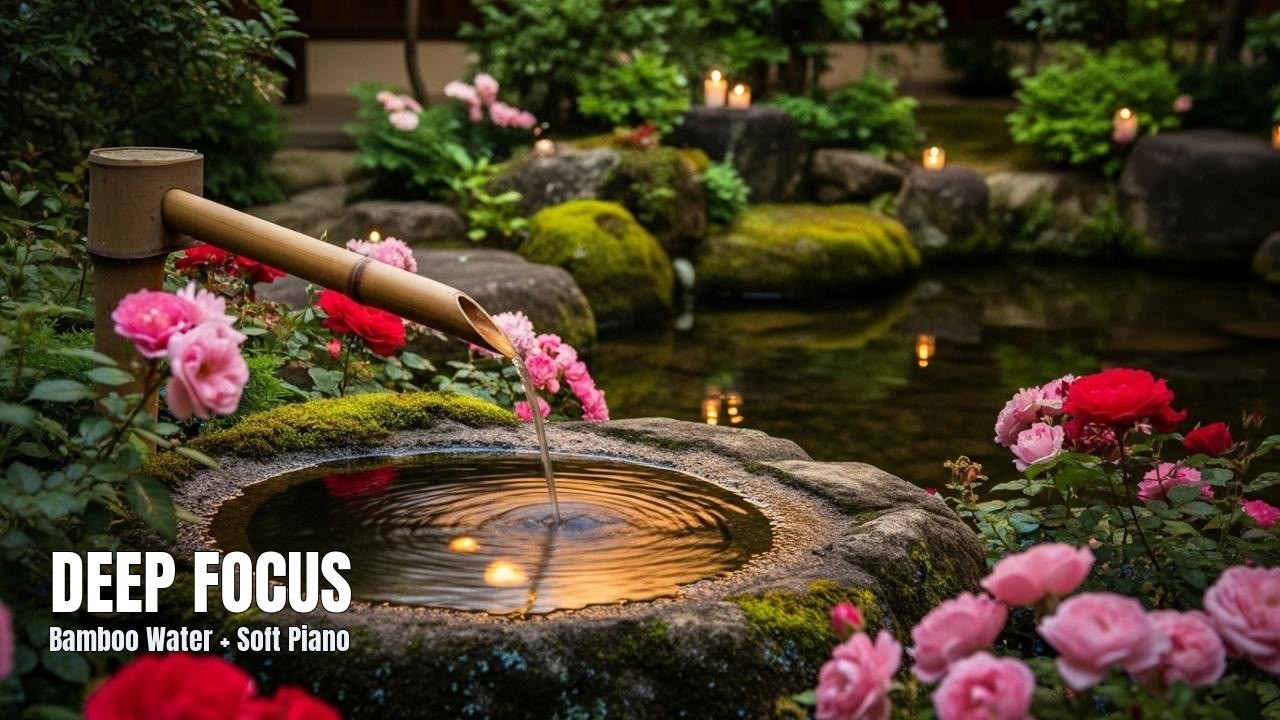 Deep Focus for Work & Study: Bamboo Water + Soft Piano (No Lyrics) • Live Soundscape