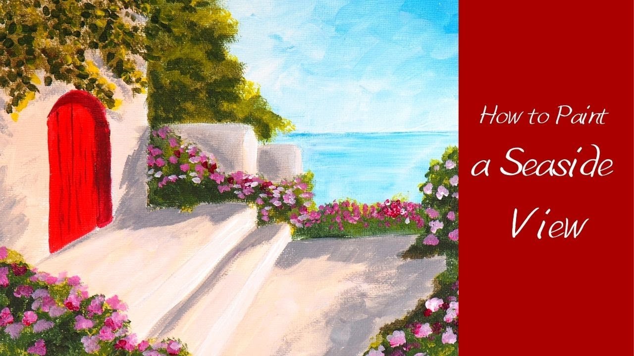 How to Paint a Seaside View | Easy Acrylic Painting | Relaxing Painting