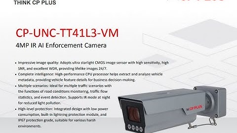 CP UNC TT41L3 VM   CP PLUS ANPR camera Demo video