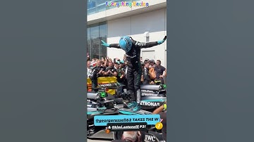 George Russell celebrating his win at Canadian GP with his signature pose #georgerussell
