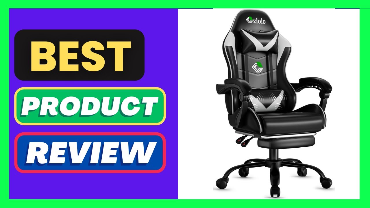Gaming Chair with Footrest Racing Style Lumbar Support Massager Video