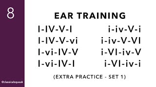 I-IV-V-I, I-IV-V-vi, I-vi-IV-V, I-vi-IV-I, etc. (RCM Level 8 Chord Progression Ear Training) | Set 1 Guide