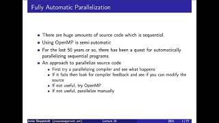 EDAN26 F10 / 1: Focus of parallelizing compilers (level 3)