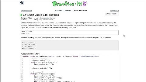 Java Practice It || 6.18 printBox || file processing, scanner, method with scanner parameter, loops