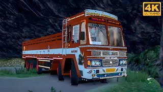 Ashok Leyland 14 wheel truck in Hairpin bend - Euro Truck Simulator 2 | logitech g29 Gameplay 4k