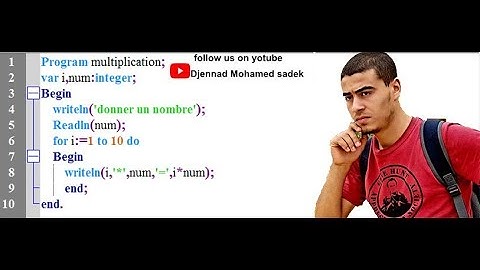 عمل جدول الضرب بالستخدام لغة البرمجة باسكال