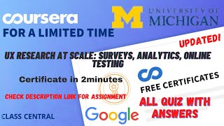UX Research at Scale: Surveys, Analytics, Online Testing,(week1-4) All Quiz Answers.#coursera #quiz