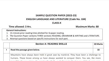 cbse sample paper class 10 english 2022-23 with solutions