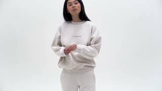 White sand color three-thread insulated sweatshirt with print "UKRAINE"