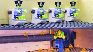 Лего ЛЕГО ЗОМБИ АПОКАЛИПСИС Зомби полиция поймала вора в туалете LEGO Russian
