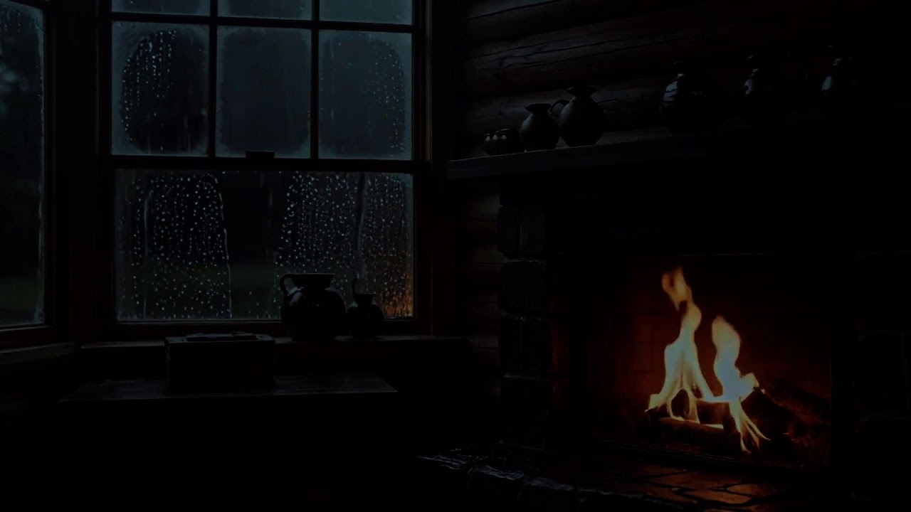 Deep Rainfall Sounds with Soft Fireplace Sounds for Better Sleep