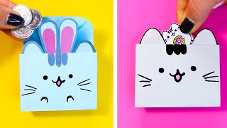 Оригами КОШЕЛЕК Пушин из бумаги ДЛЯ МОНЕТ и НАКЛЕЕК | Origami paper Pusheen wallet