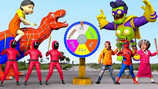 Scary Teacher 3D vs Squid Game Play The Rotation Luck Piñata Challenge Zombie Super Brainz Loser