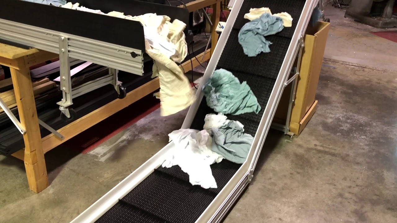 Moving Rags Incline Conveyor Moving Rags with Custom Burred Flights - YouTube