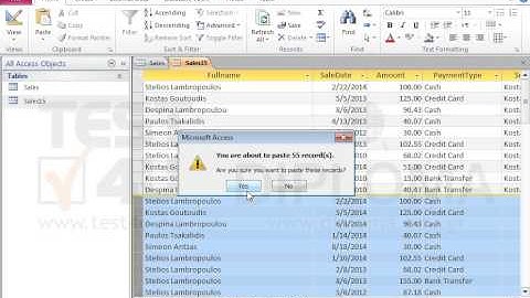 Insert the records of the Sales.dbf file located in the IL-ates\Access folder of your desktop,...