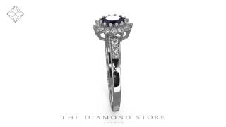 FET32 - Tanzanite 5 x 3mm And Diamond 18K White Gold Ring