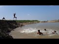 Jumping in the river and swimming  copyright free footage