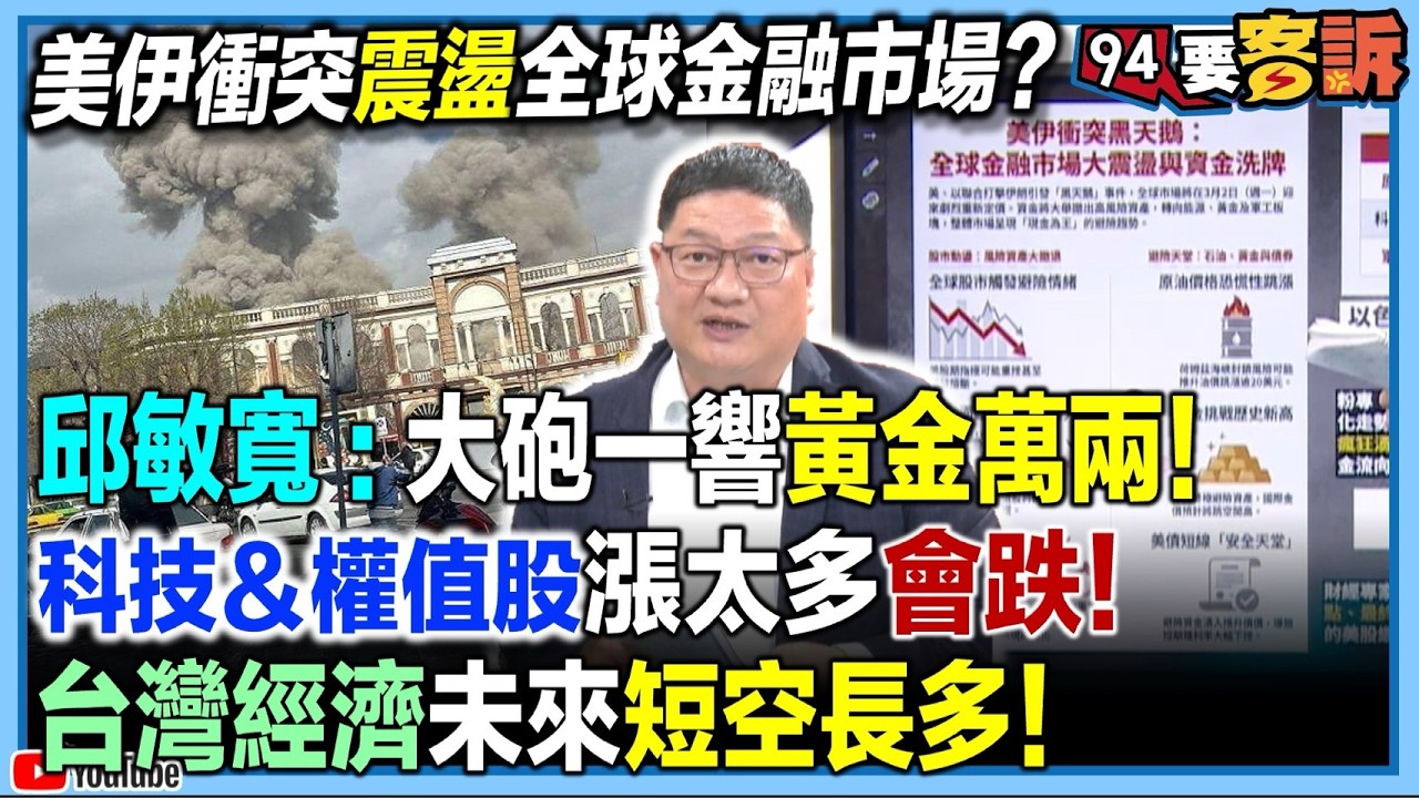 【94要客訴】美伊衝突震盪全球金融市場？邱敏寬：大砲一響黃金萬兩！科技&權值股漲太多會跌！台灣經濟未來「短空長多」！