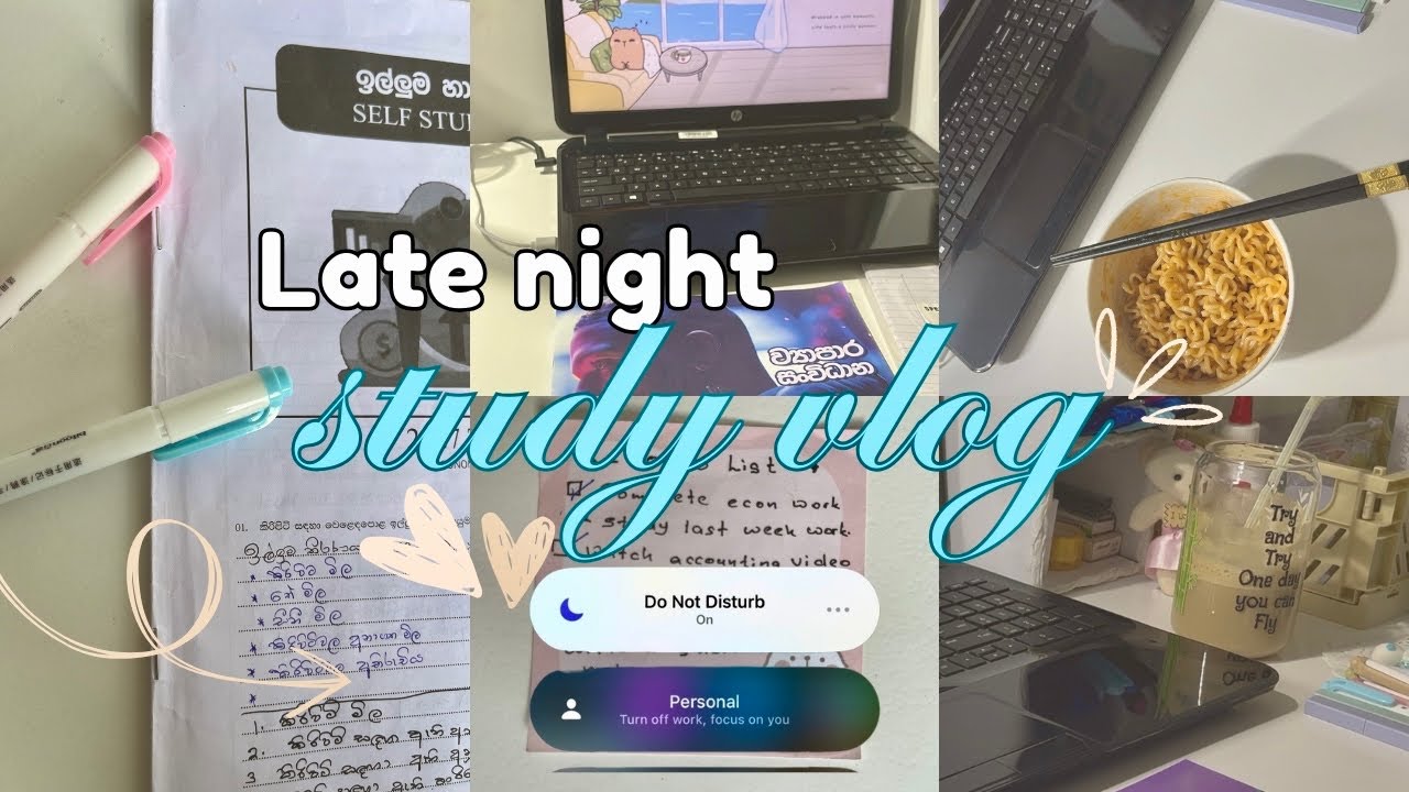Late Night Study Vlog 🌙| රෑ එළි වෙනකල් පාඩම් වැඩ කරමුද?|9PM - 1.30AM #vlog #studyvlogsinhala #study
