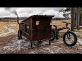 Cold night in a bike camper by the mississippi river