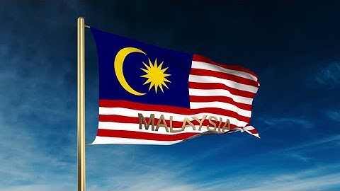 4K Malaysia flag slider style with title. Waving in the wind with cloud background animation Stock