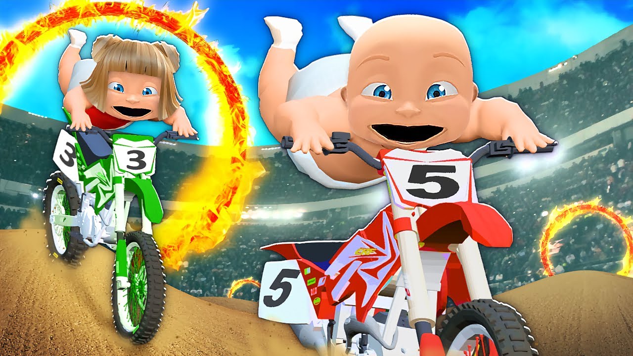 Baby & Girlfriend Ride Crazy Stunt Tracks!