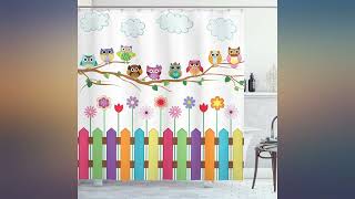 Ambesonne Owls Shower Curtain, Owls on a Branch Sunny Day in Countryside Farmhouse review