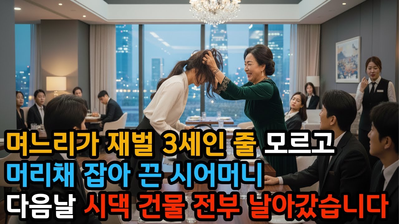 며느리가 재벌 3세인 줄 모르고 머리채 잡아 끈 시어머니. 다음날 시댁 건물 전부 날아갔습니다.