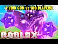 1 VOID GOD vs 100 PLAYERS... (Roblox Bedwars)