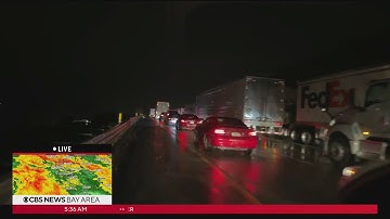 680 crash -- jackknifed big rig in northbound lanes near Pleasanton/Sunol exit triggers massive back