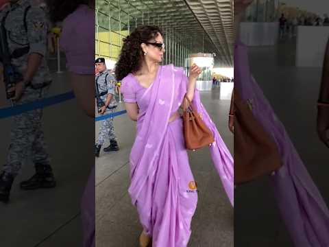Kangana Ranaut Looks Pretty In Pink Saree At Mumbai Airport #shorts