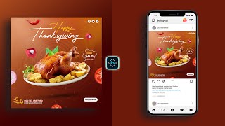 Thanksgiving Food Menu Social Media Post Design in Photoshop Tutorial screenshot 4