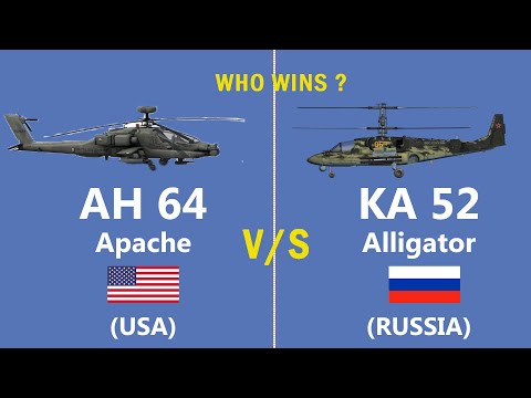 Comparison of USA's Apache AH64 v/s KA 52 Alligator Russian two deadly helicopter #USA #RUSSIA