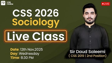 FREE CSS Sociology Live Session with Sir Daud Saleemi ( CSS 2019-2nd Position) | Nearpeer