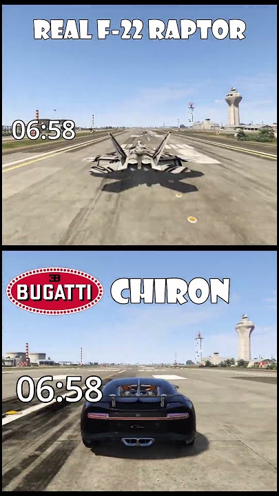 bugatti chiron vs f22 raptor drag race in gta 5 #gta5 #dragrace #shorts