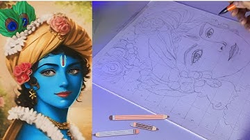 Draw with me - Krishna Drawing,Outline Tutorial, Step by Step 😍
