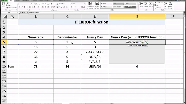 Excel - IFERROR function