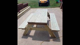 How to build a picnic table My version of a rectangular picnic table. If you would like to buy one or any thing else I build you can contact me at