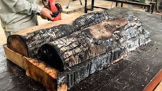 Rescuing Burnt Pieces of Wood to Make Furniture Tables, Bold Woodworking Ideas