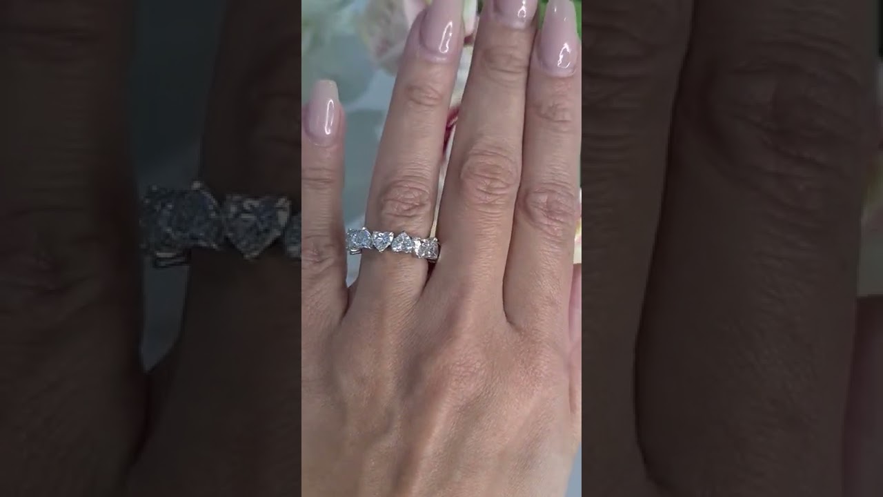 5.92ct heart cut eternity ring E-F VVS1