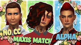 NO CC VS MAXIS MATCH VS ALPHA | SIMS 4 CREATE A SIM CHALLENGE