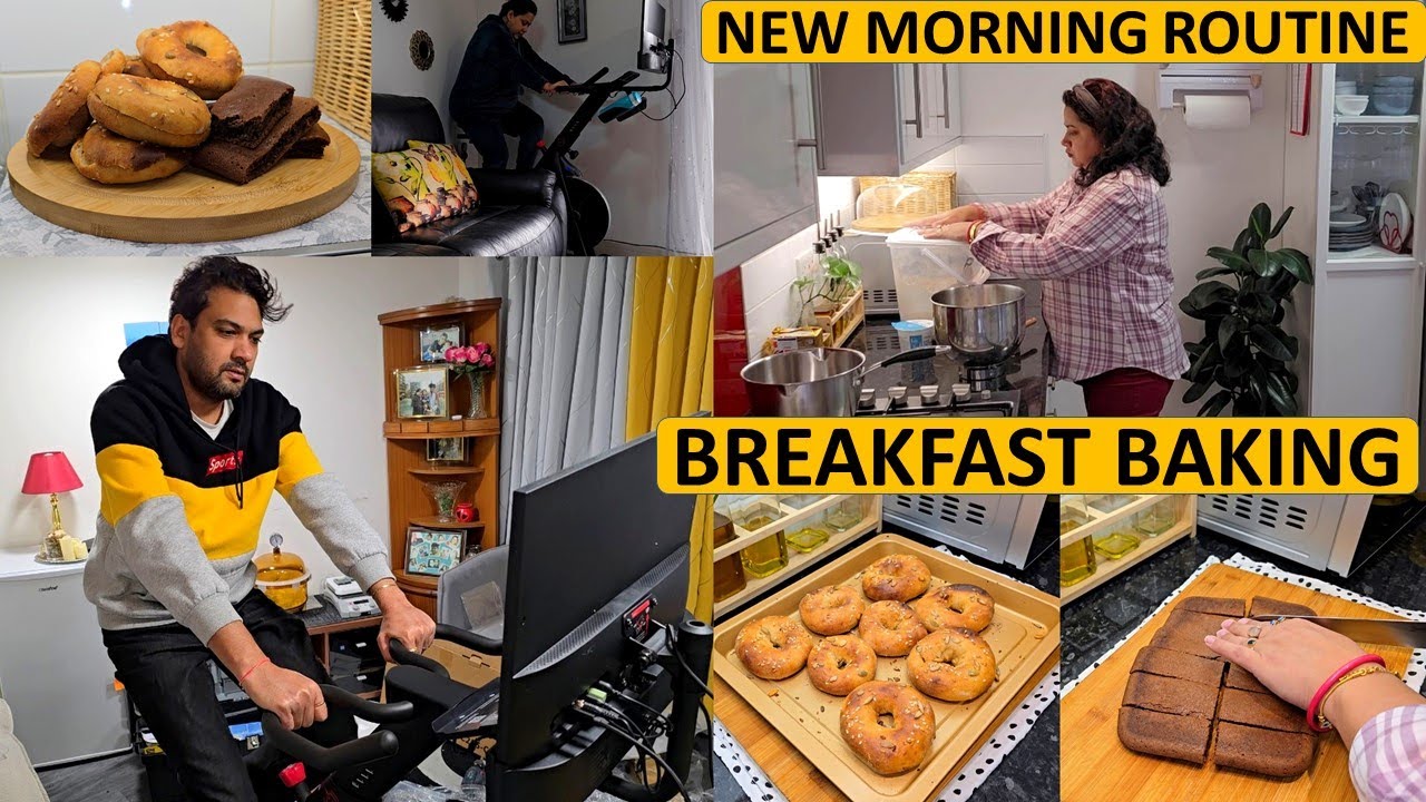 6 AM Life Routine - Meditation, Excersize & Breakfast Cooking | Homebaked Bagel & Banana Sheet Cake