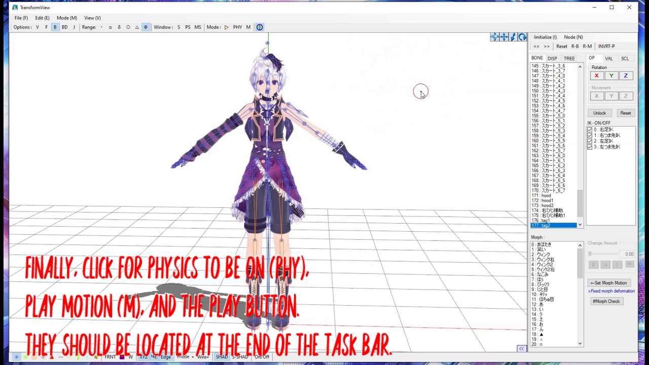 How To Run Motions In Pmx Editor Mmd Tutorial Youtube