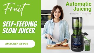 AMZCHEF SJ 036 5.3Inch SelfFeeding Masticating Juicer Fit Whole Fruits & Vegetables