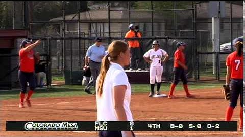 2014 RMAC Softball Final Metro State vs Fort Lewis - Catch at the Wall to Save a Run