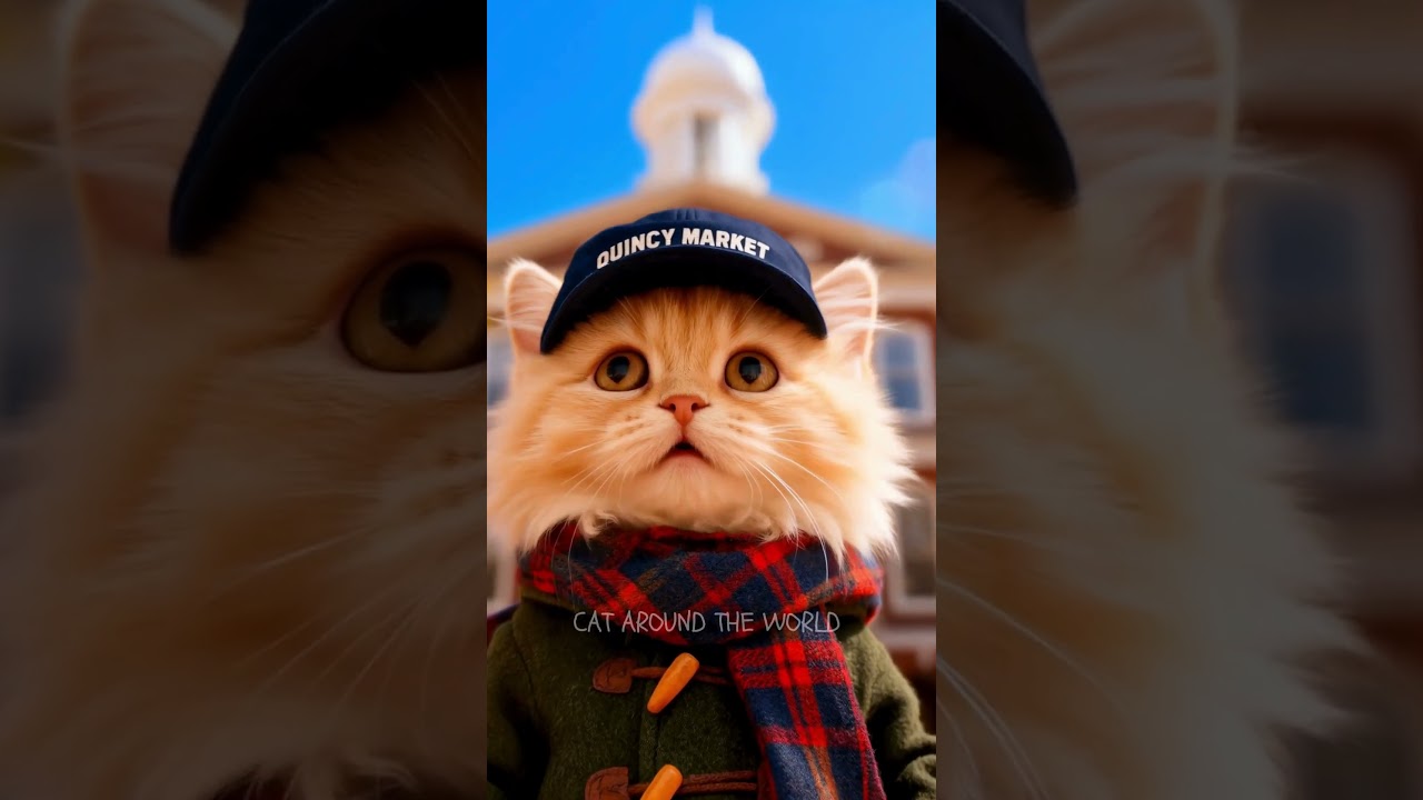 Fluffy Cat Explores Quincy Market Boston | Cozy Family Travel