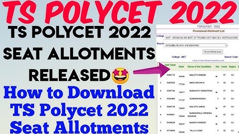 TS Polycet 2022 Seat Allotments Released 🤩//How to Download TS Polycet 2022 Seat Allotment in Telugu