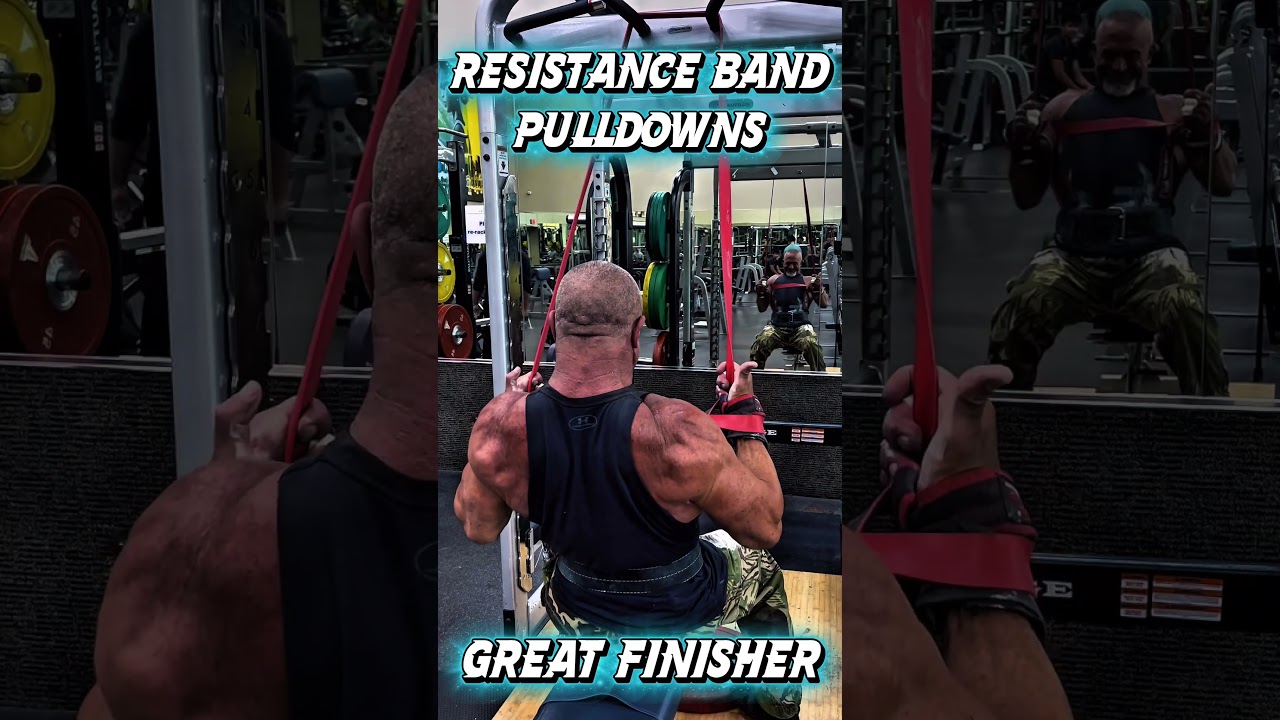 RESISTANCE BAND PULL DOWNS A GREAT FINISHER FOR LATS #resistancebands #workout #motivation #workouts